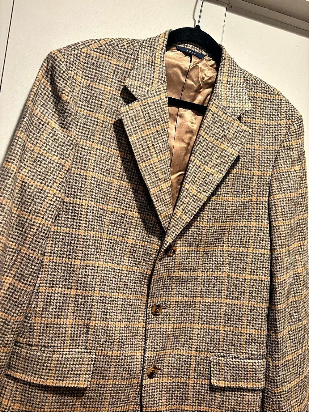 Brooks Brothers Camel Hair Tweed Vintage Plaid brown/tan Sport Coat Blazer 40R